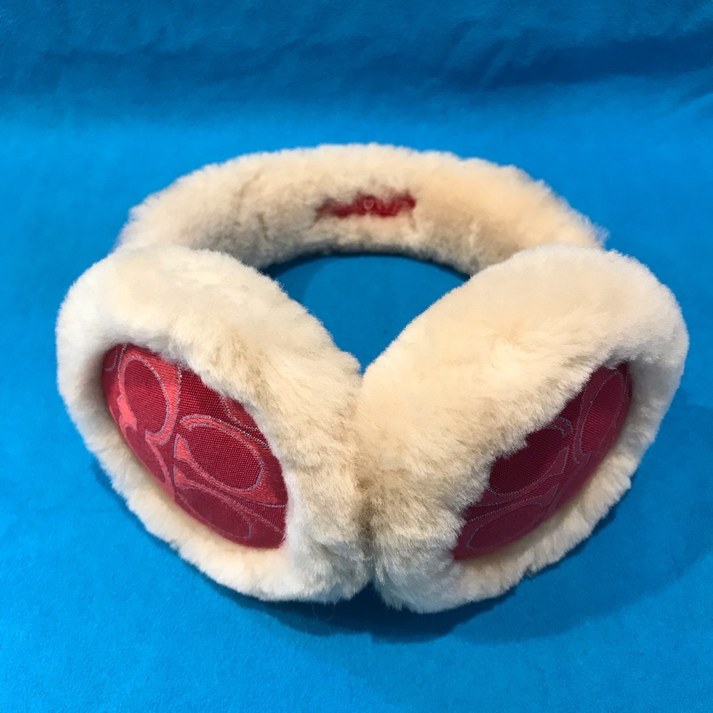 Coach Red Shearling Earmuffs